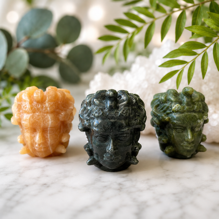 Medusa Head Crystal Carving