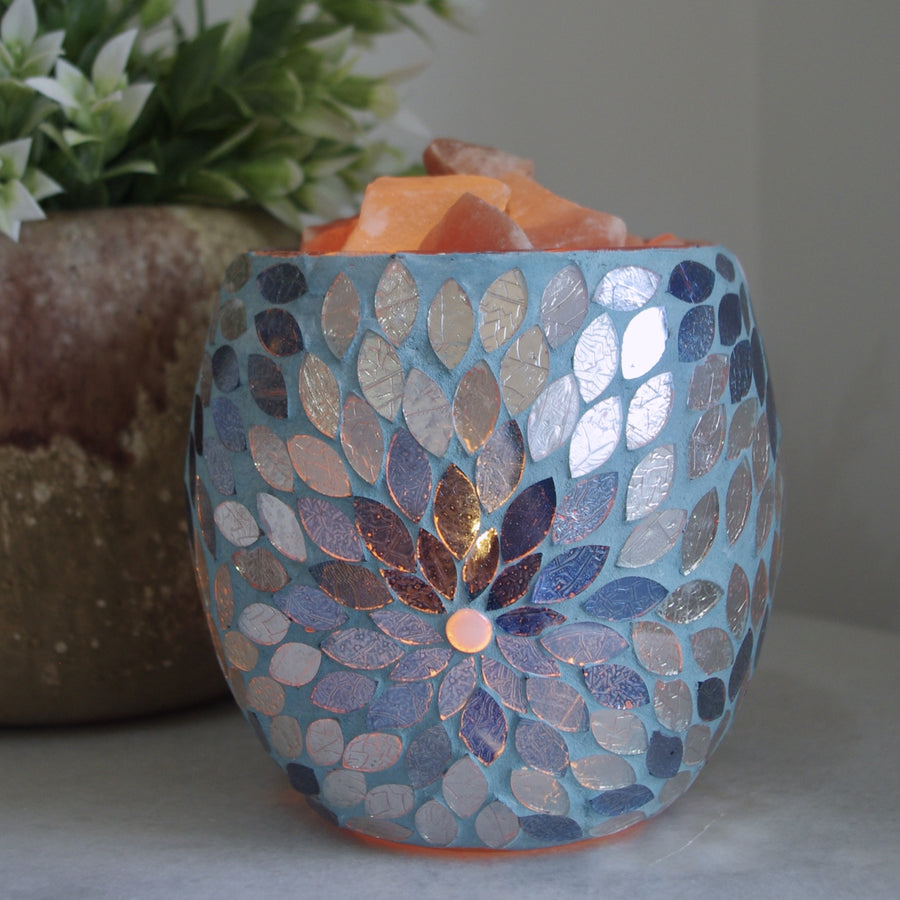 Salt Lamp Blue Flower Mosaic Vase | Carpe Diem With Remi