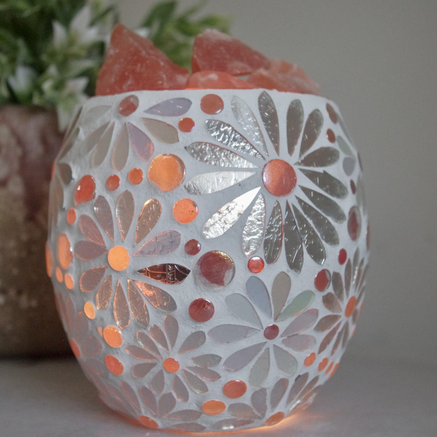 Salt Lamp Mosaic White Flower Vase | Carpe Diem With Remi