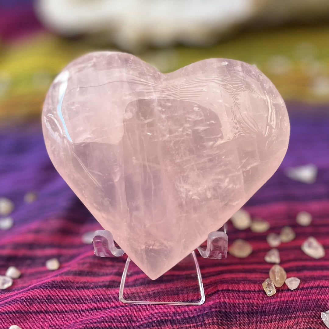 Heart Rose Quartz Puff 8.0 cm