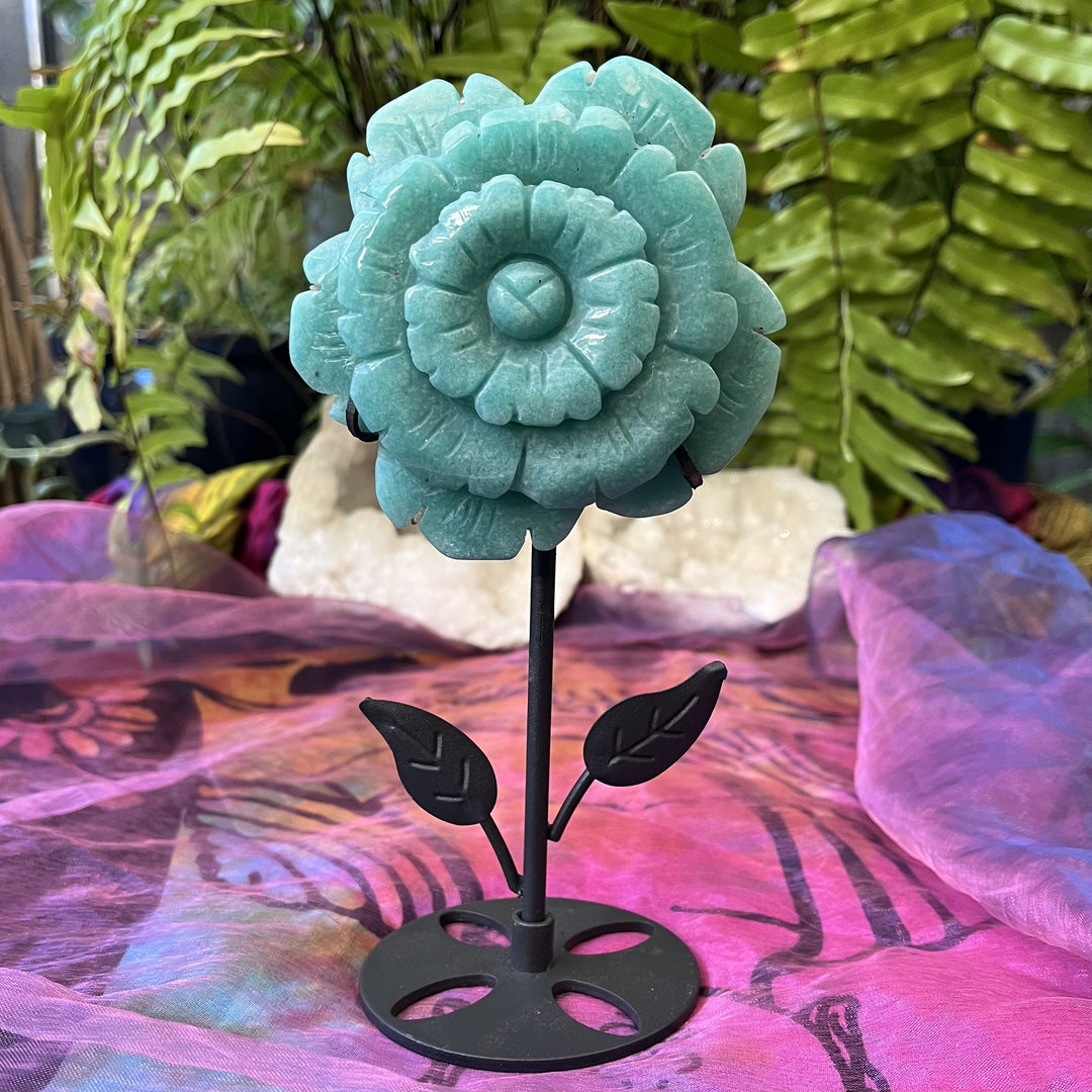 Amazonite Flower on Stand 10 cm