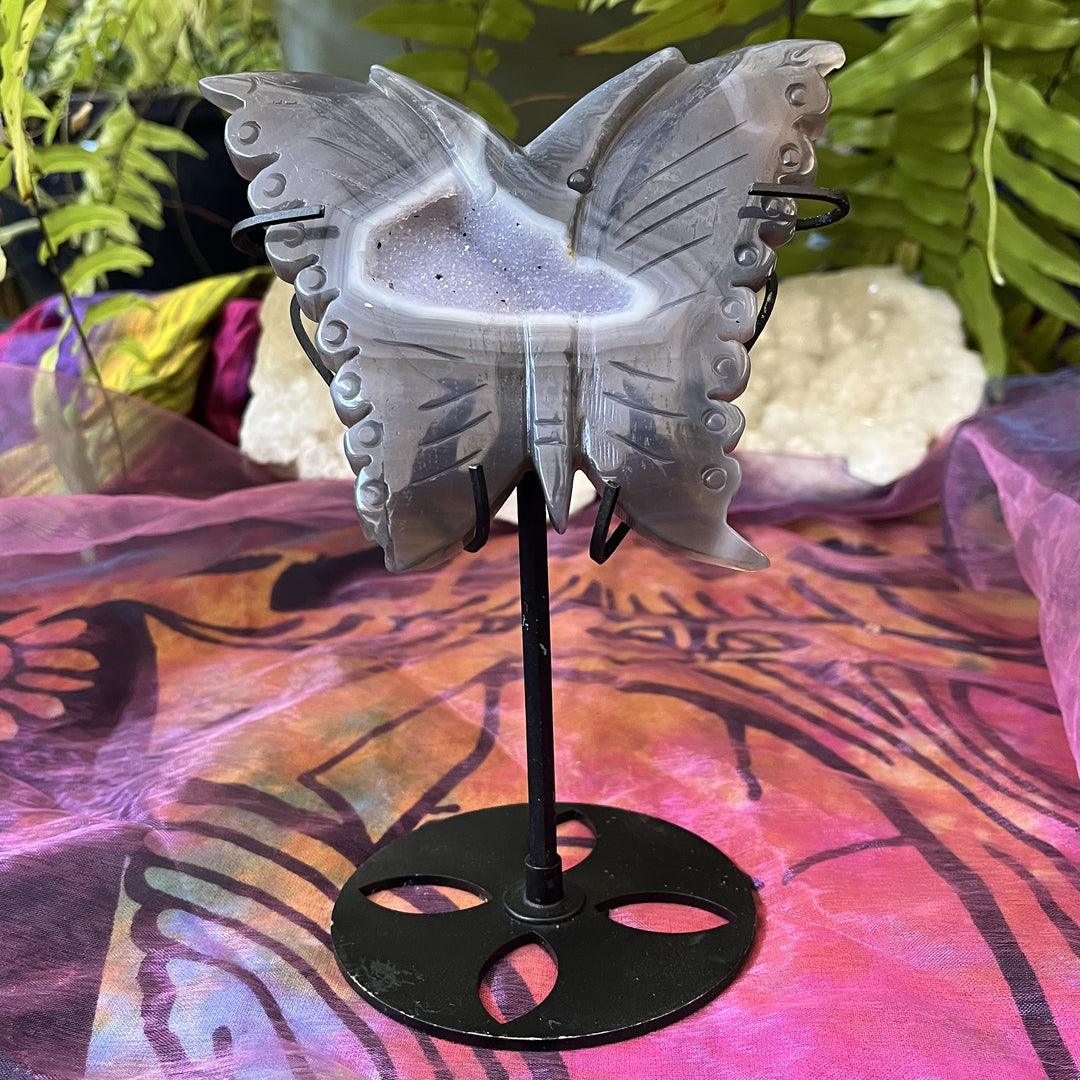 Butterfly Wings Amethyst Agate on Stand