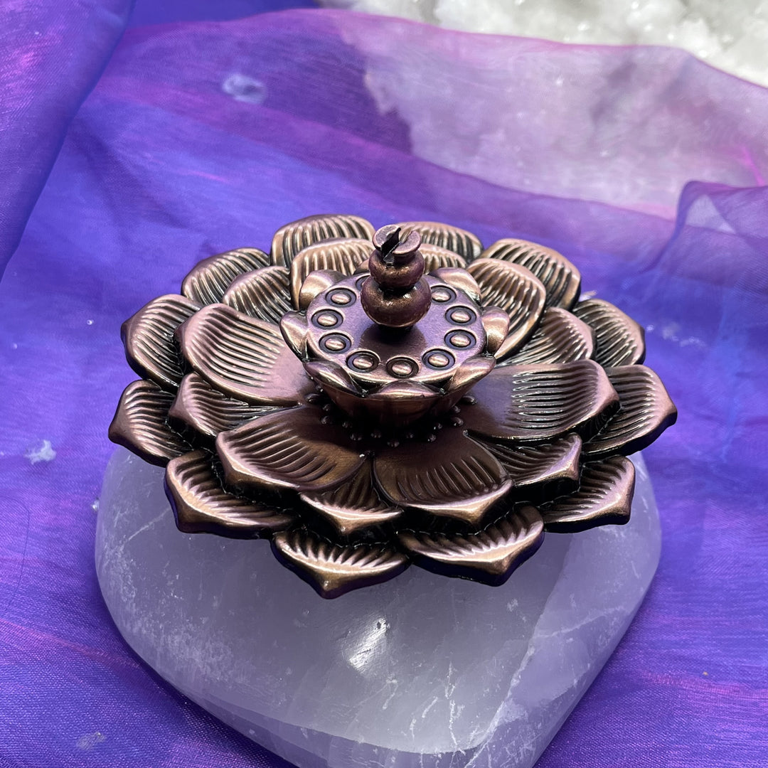 Incense Holder Lotus Metal Large 9.6 cm