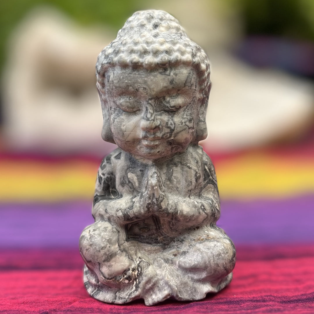 Buddha Zebra Calcite Black and White 10 cm