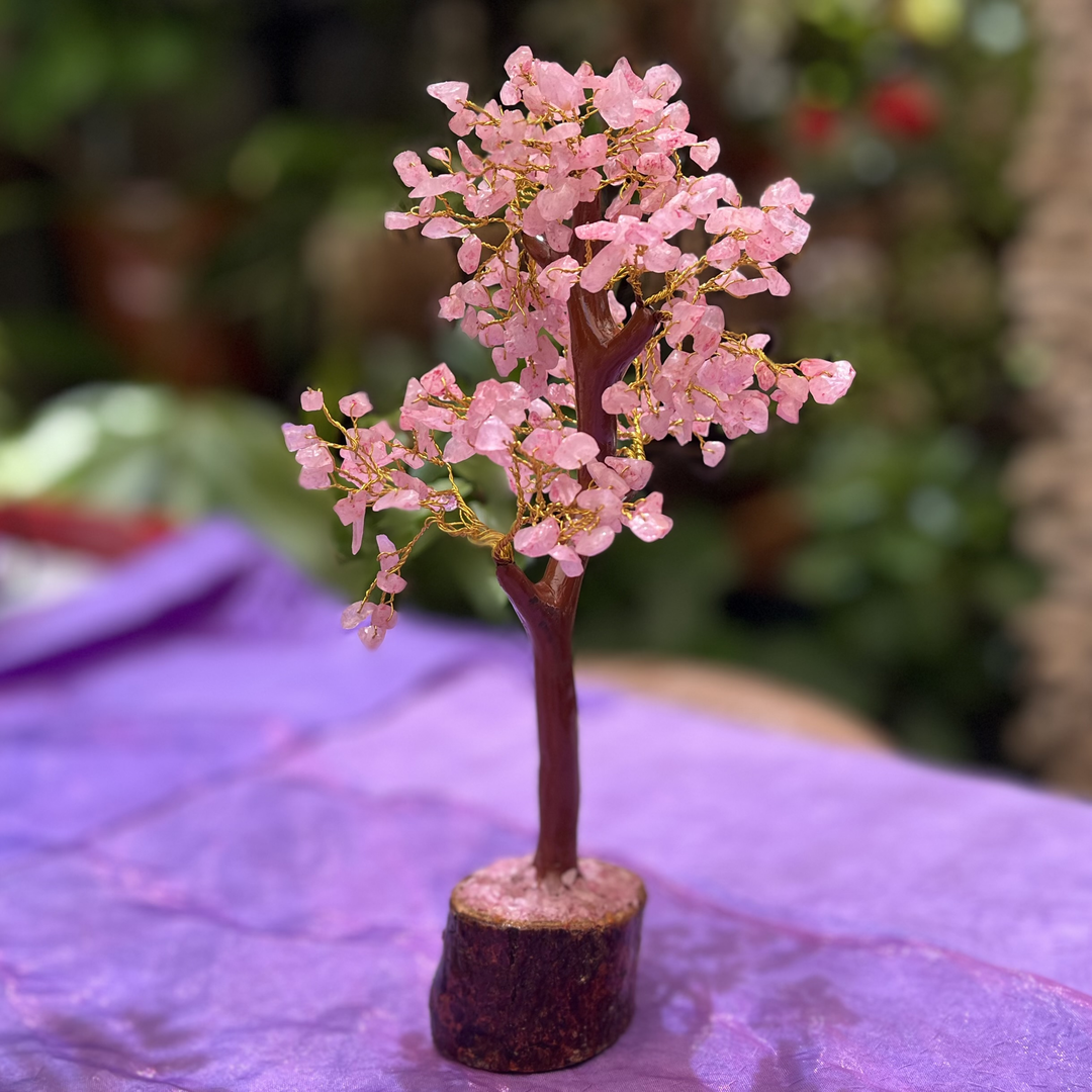 Crystal Tree Rose Quartz Wooden Base 300 Chip
