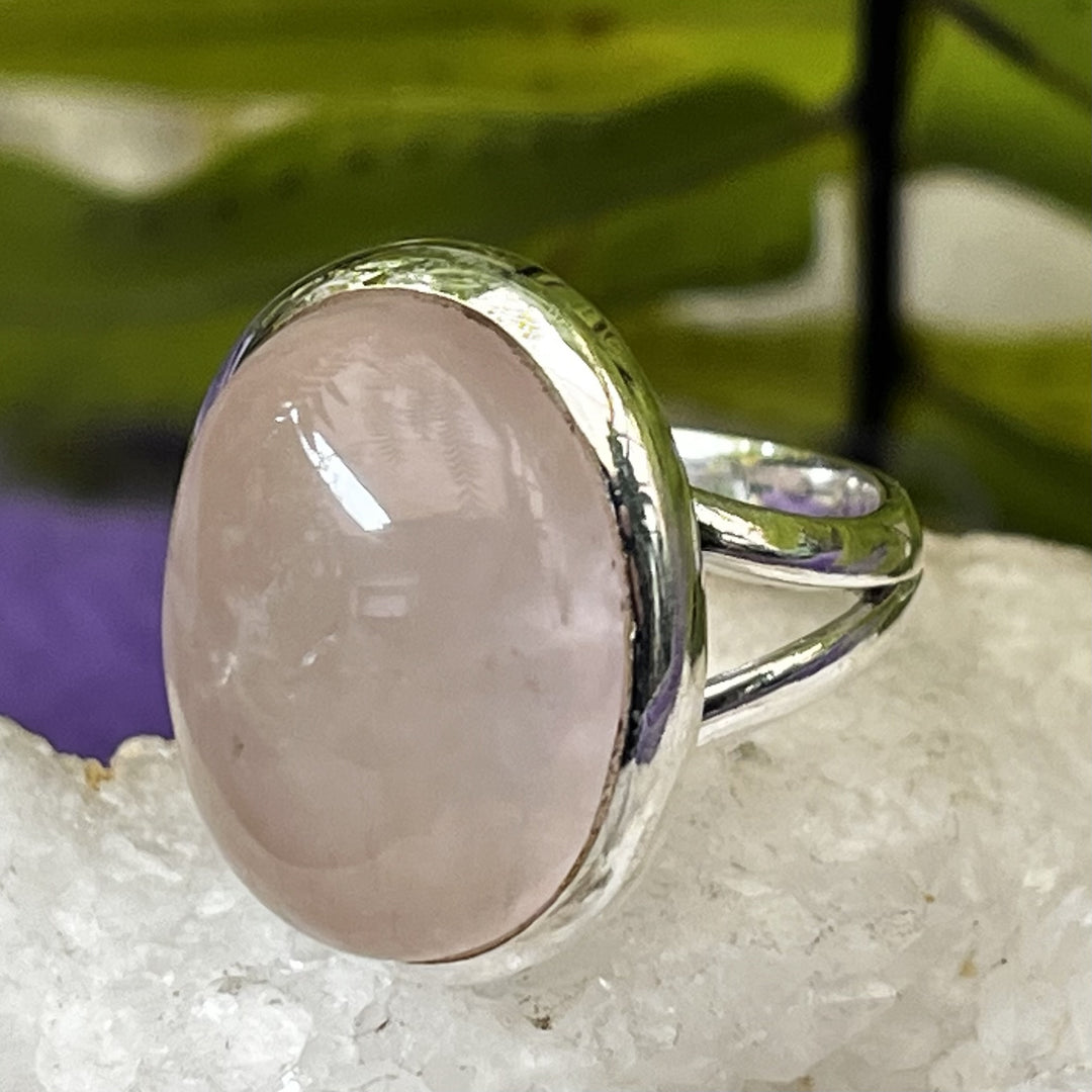 Ring Rose Quartz Oval 1.8 cm