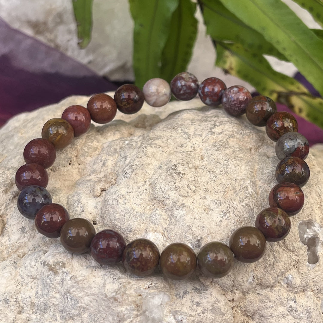 Bracelet Red Dragon Agate 8mm Beads