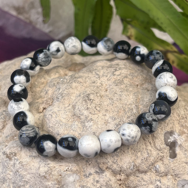 Bracelet Orca Whale Agate 8mm Beads