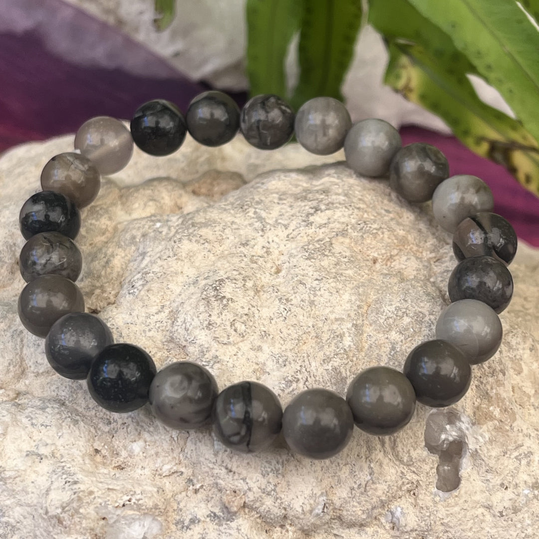 Bracelet Volcanic Agate 8mm Beads
