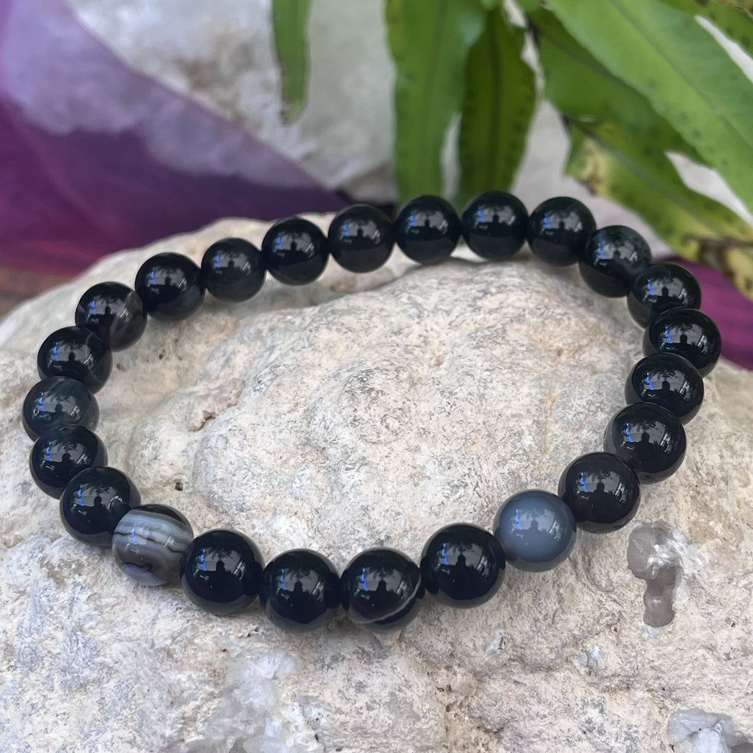 Bracelet Black Agate 8mm Beads