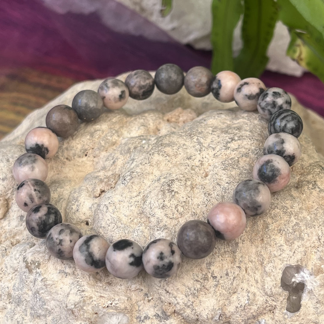 Bracelet Pink Zebra Jasper Beads 8mm