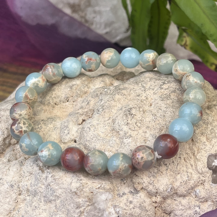 Bracelet Blue Shoushan Kaolinite 8mm Beads