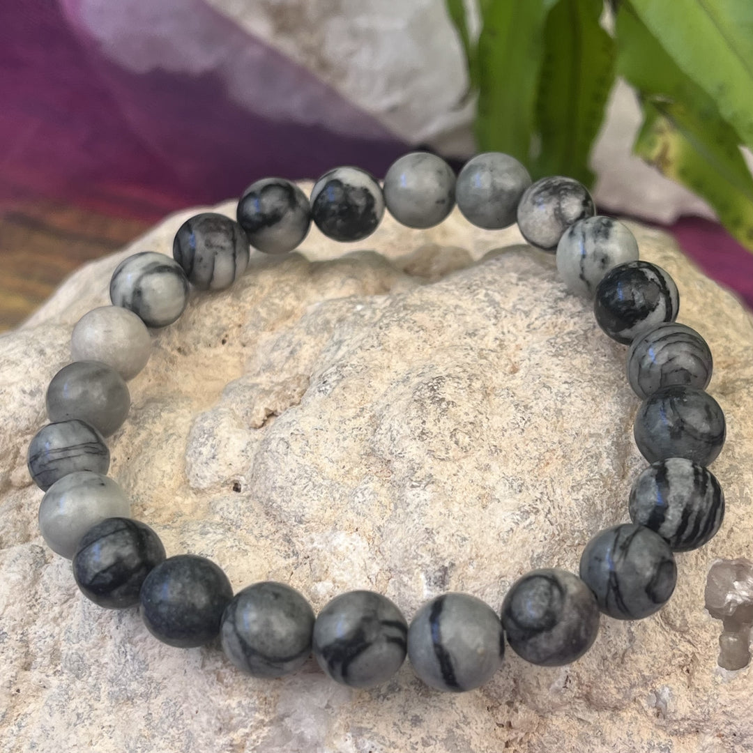 Bracelet Black Spiderweb 8 mm Beads