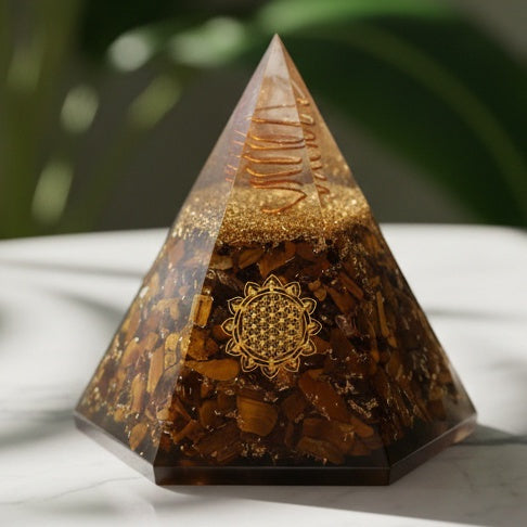 Pyramid Tiger Eye Hexagonal Orgonite
