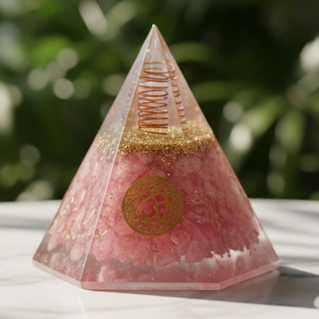 Pyramid Rose Quartz Hexagonal Orgonite