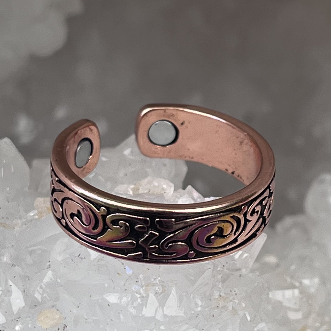 Ring Copper Engraved Pattern Open Sizes