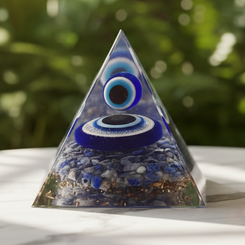 Pyramid Lapis Evil Eye Orgonite