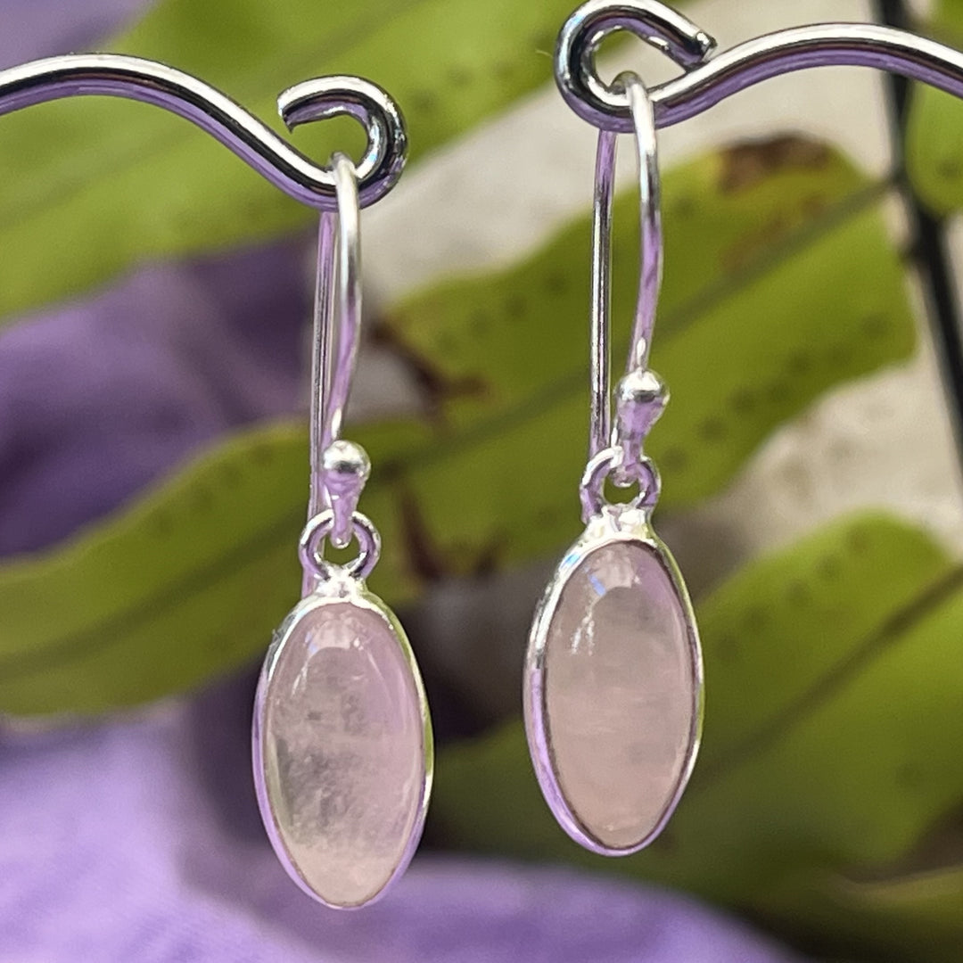 Earrings Rose Quartz Oval 2.9 cm