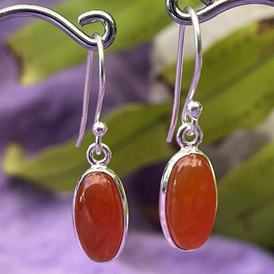 Earrings Carnelian Oval 2.9 cm