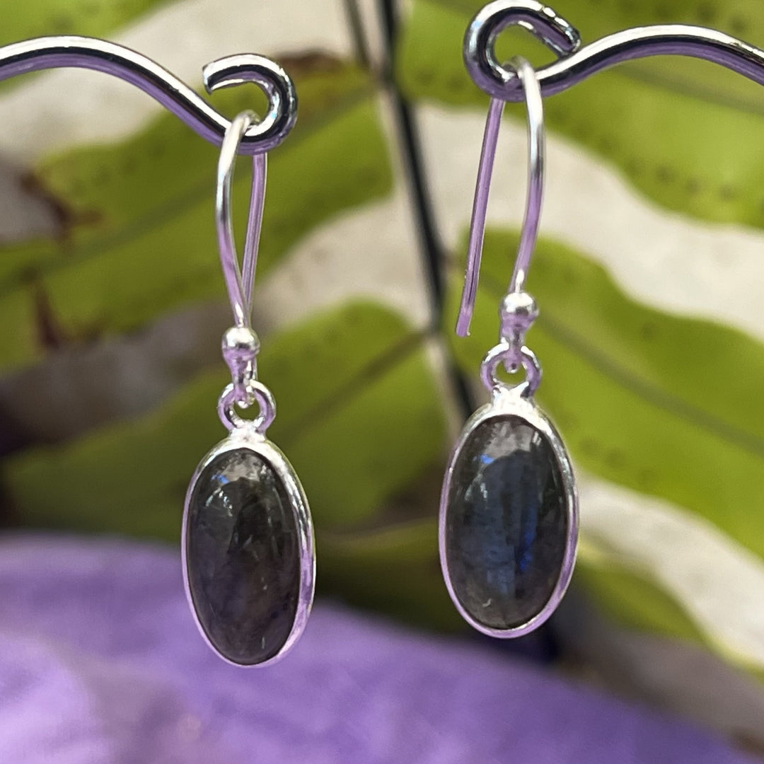 Earrings Labradorite Oval 2.9 cm