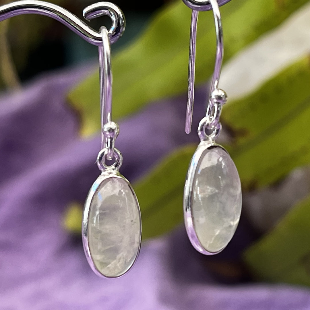 Earrings Prehnite Oval 2.9 cm