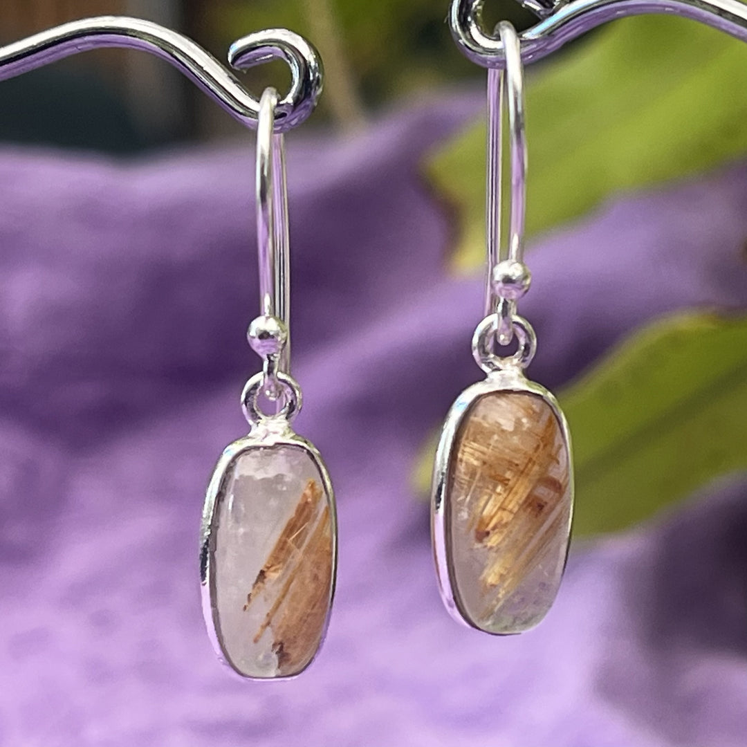 Earrings Gold Rutile Oval 2.9 cm