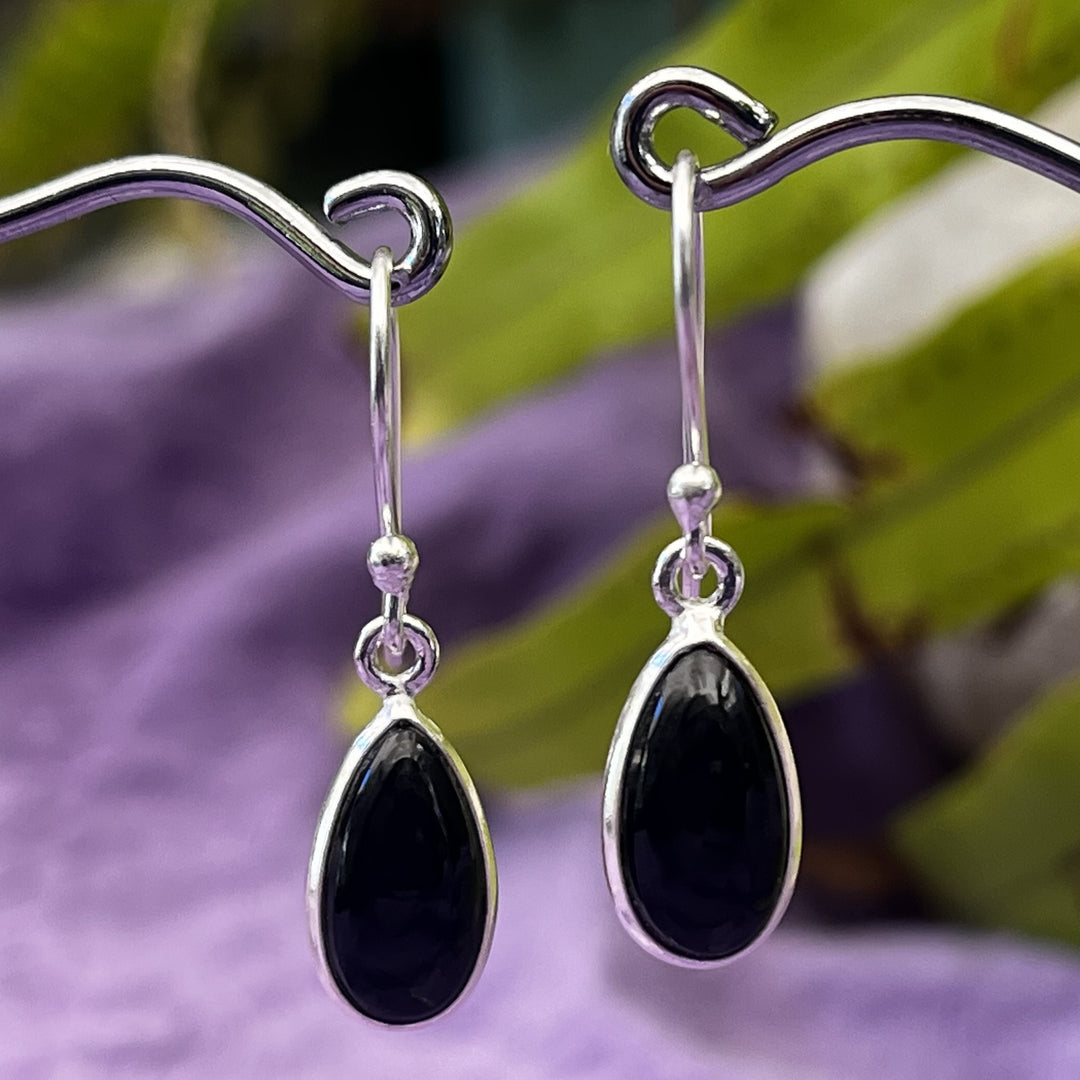 Earrings Black Obsidian Teardrop 2.9 cm