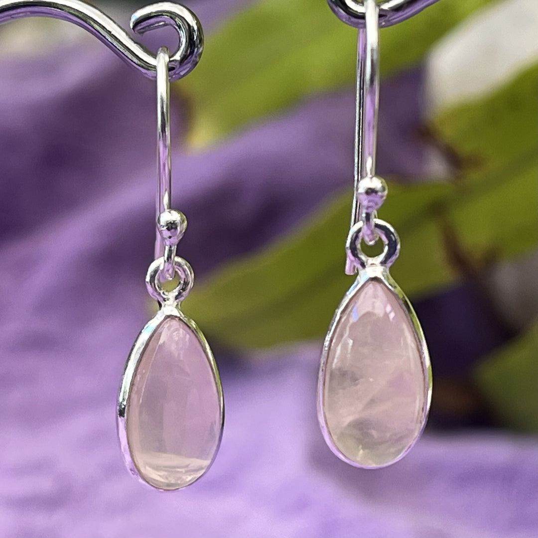 Earrings Rose Quartz Teardrop 2.9 cm