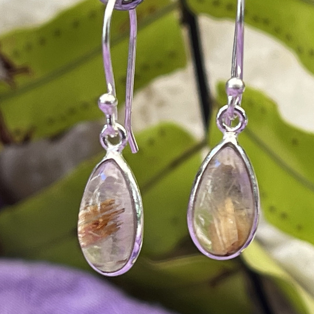 Earrings Gold Rutile Teardrop 2.9 cm