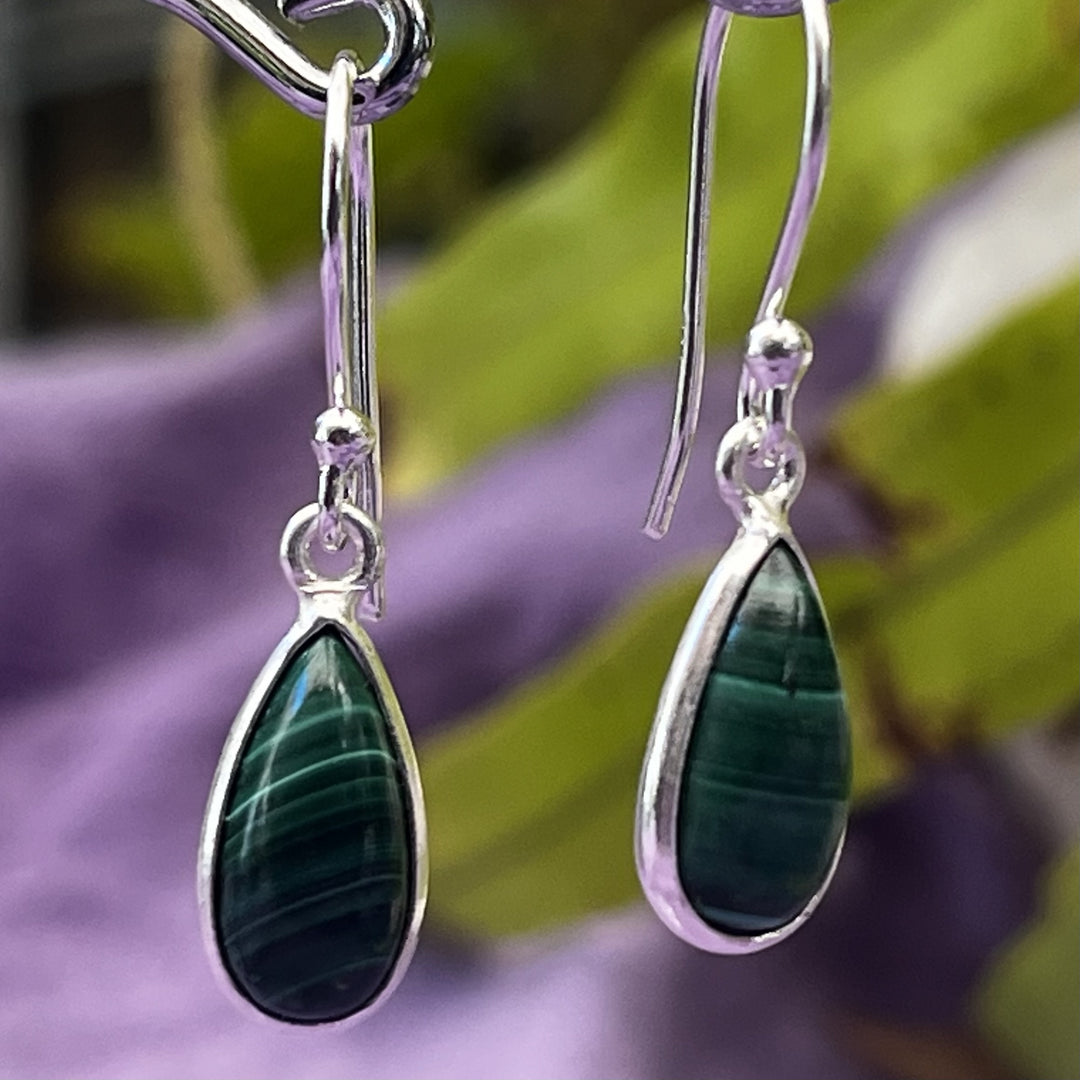 Earrings Malachite Teardrop 2.9 cm