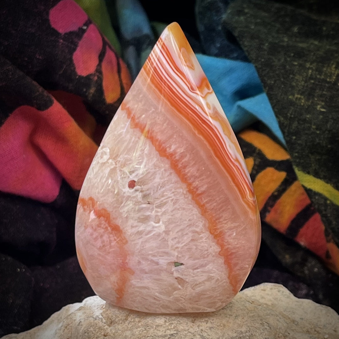 Freeform Carnelian on Quartz