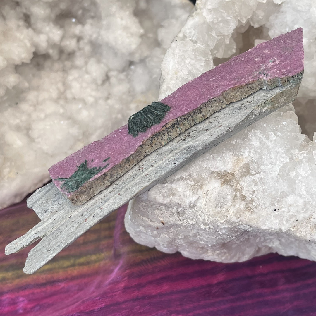 Cobalto Calcite with Green Tourmaline Specimen
