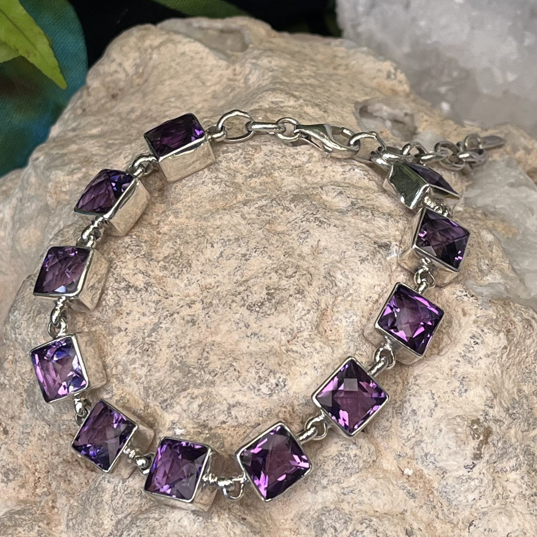 Bracelet Amethyst Square Facet