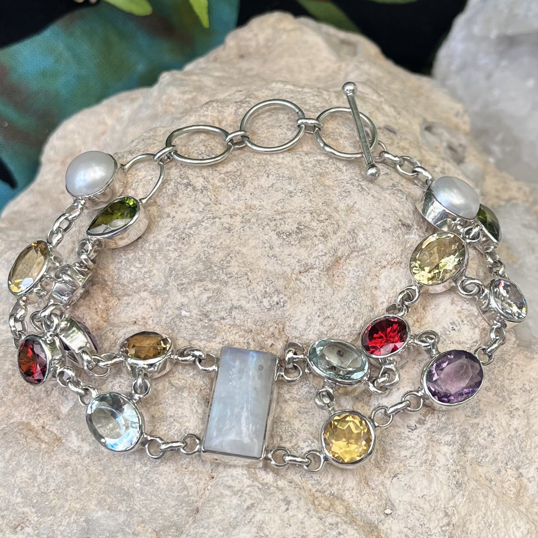 Bracelet Semi Precious Stones Faceted
