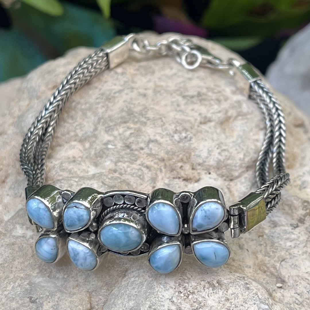 Bracelet Larimar Flowers