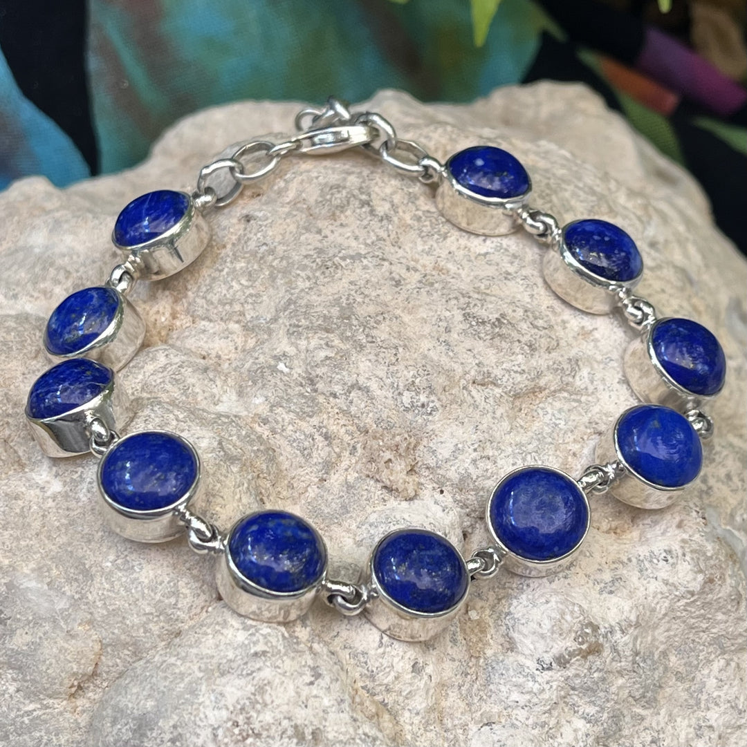 Bracelet Lapis Cabochons Round