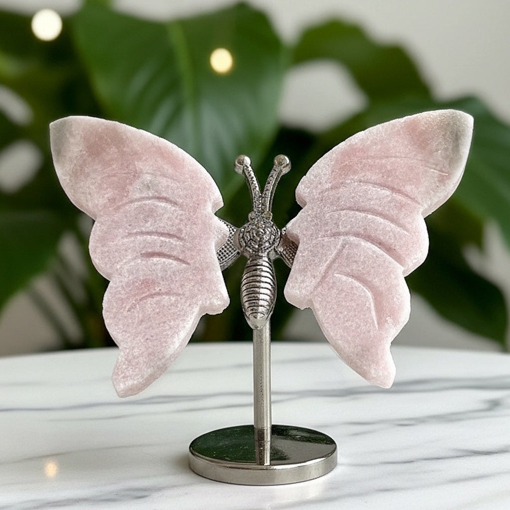 Butterfly Pink Opal on Stand 7.0 cm