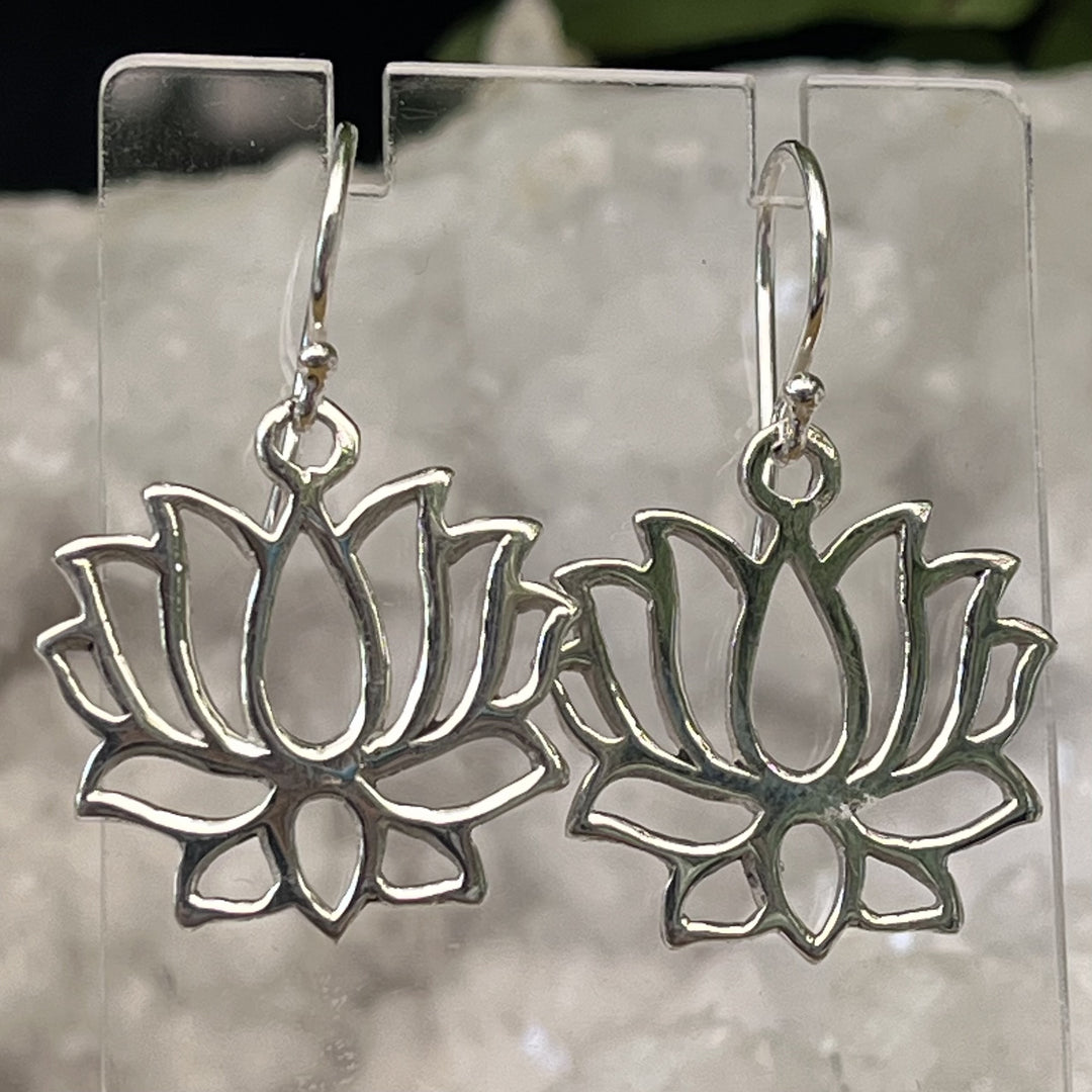 Earrings Lotus Sterling Silver 3.2 cm