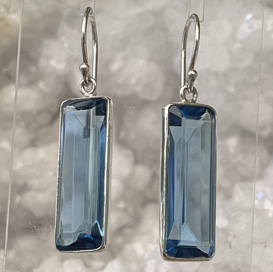 Earrings Blue Obsidian Rectangle 3.9 cm
