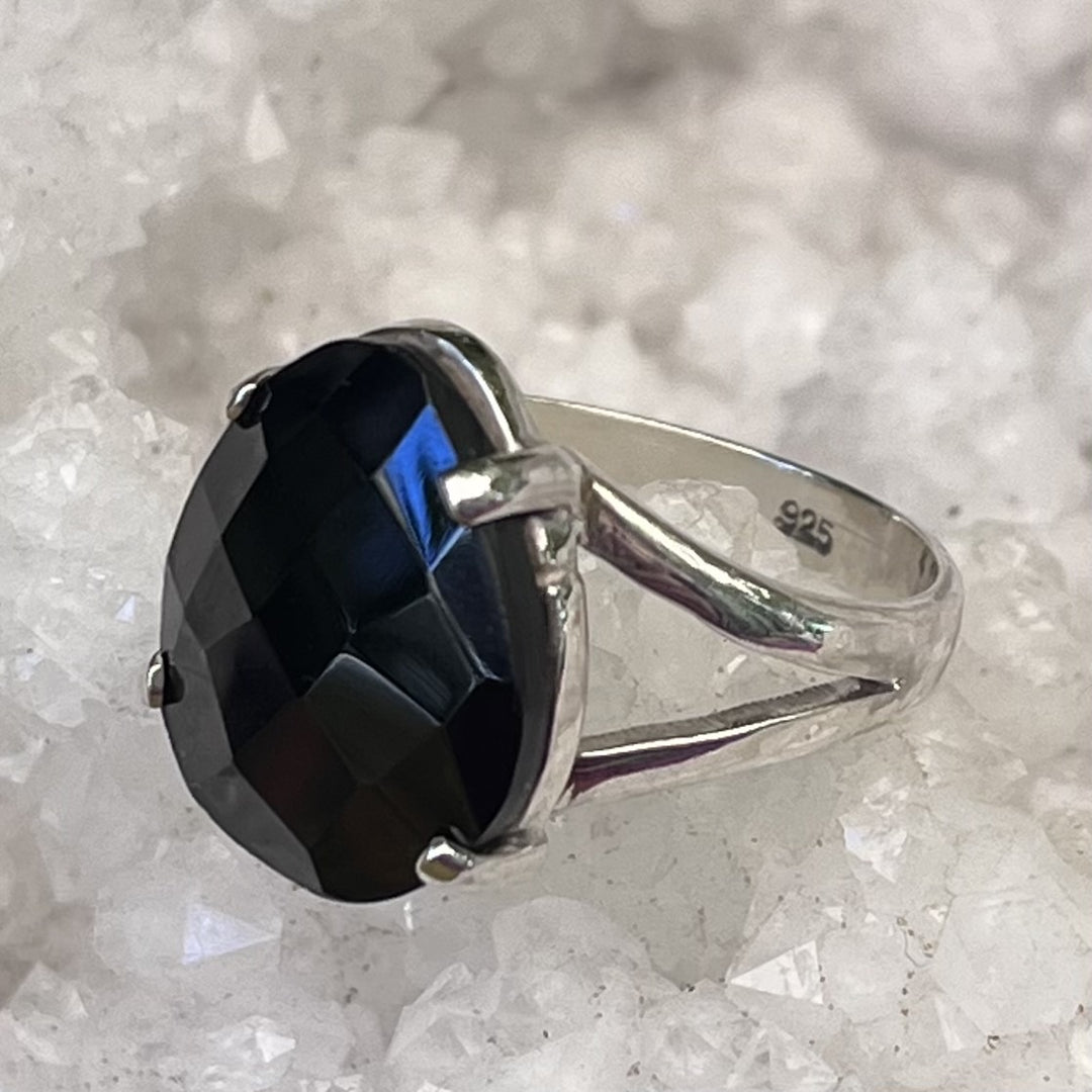 Ring Black Onyx Facet 1.6 cm