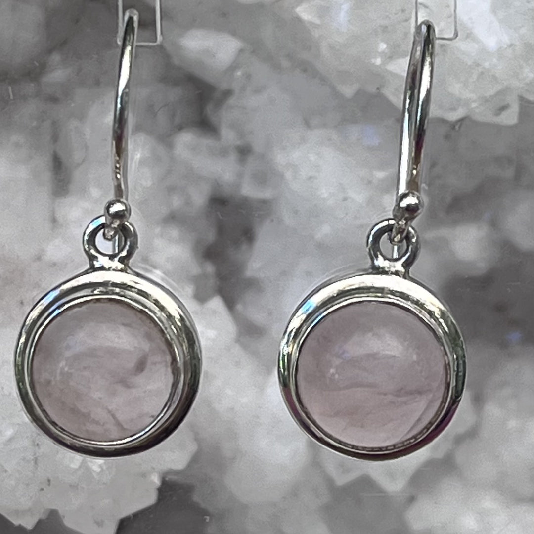 Earrings Rose Quartz Round 2.6 cm