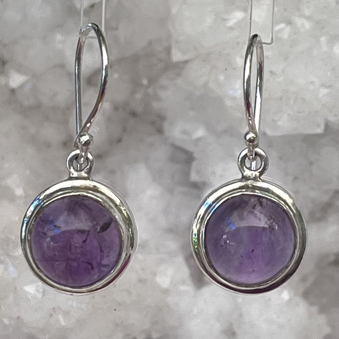 Earrings Amethyst Round 2.7 cm