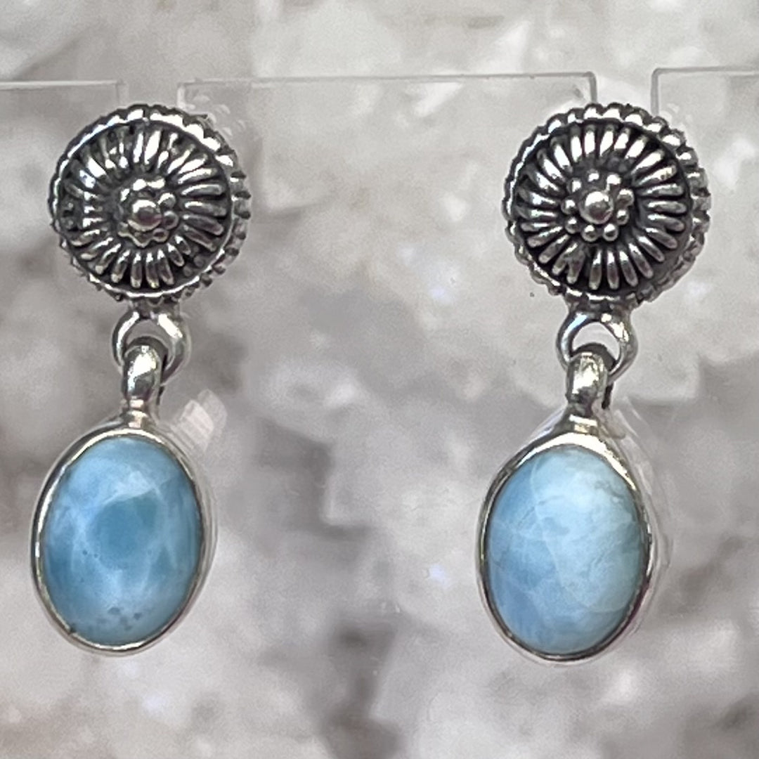 Earring Studs Larimar Oval