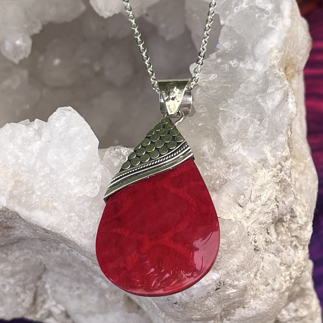 Necklace Red Coral Teardrop