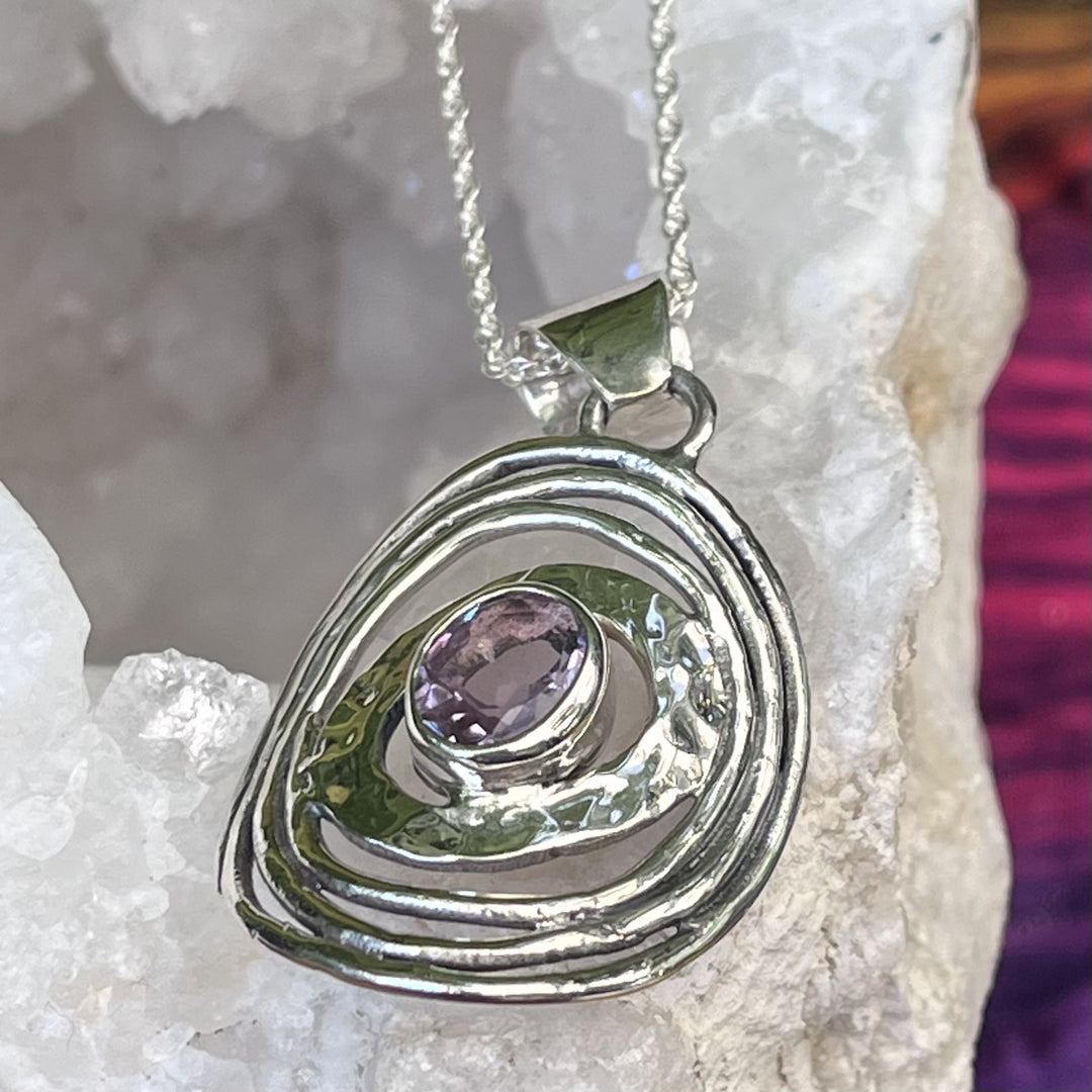 Necklace Amethyst Abstract Silver