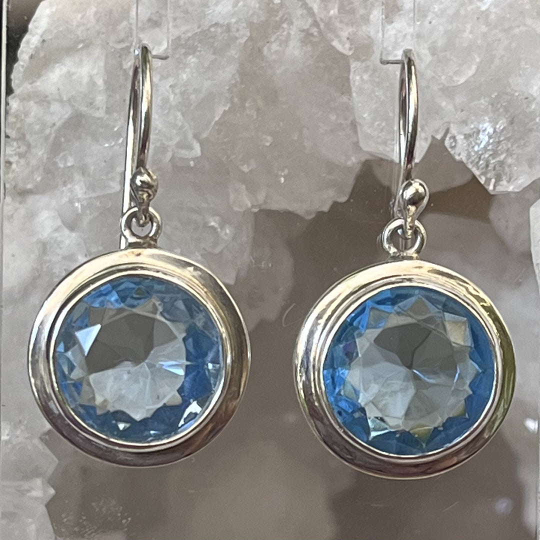 Earrings Blue Obsidian Facet 2.9 cm
