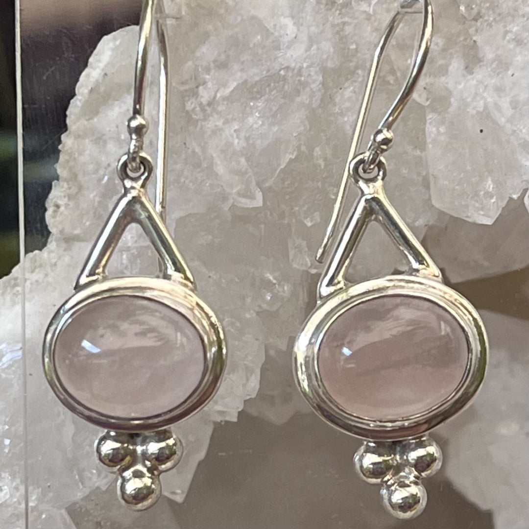 Earrings Rose Quartz Pyramid