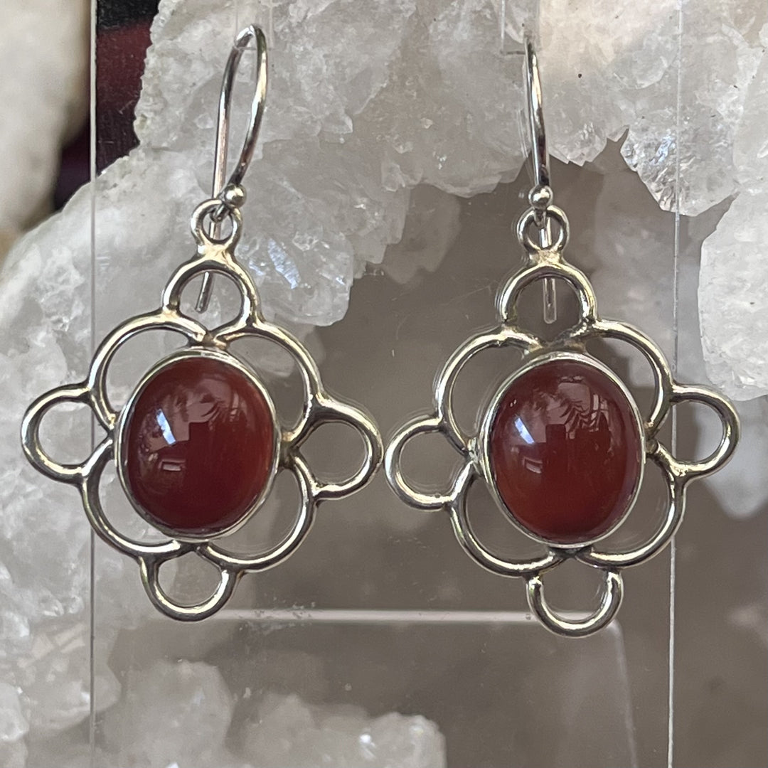 Earrings Carnelian Oval 4.0 cm