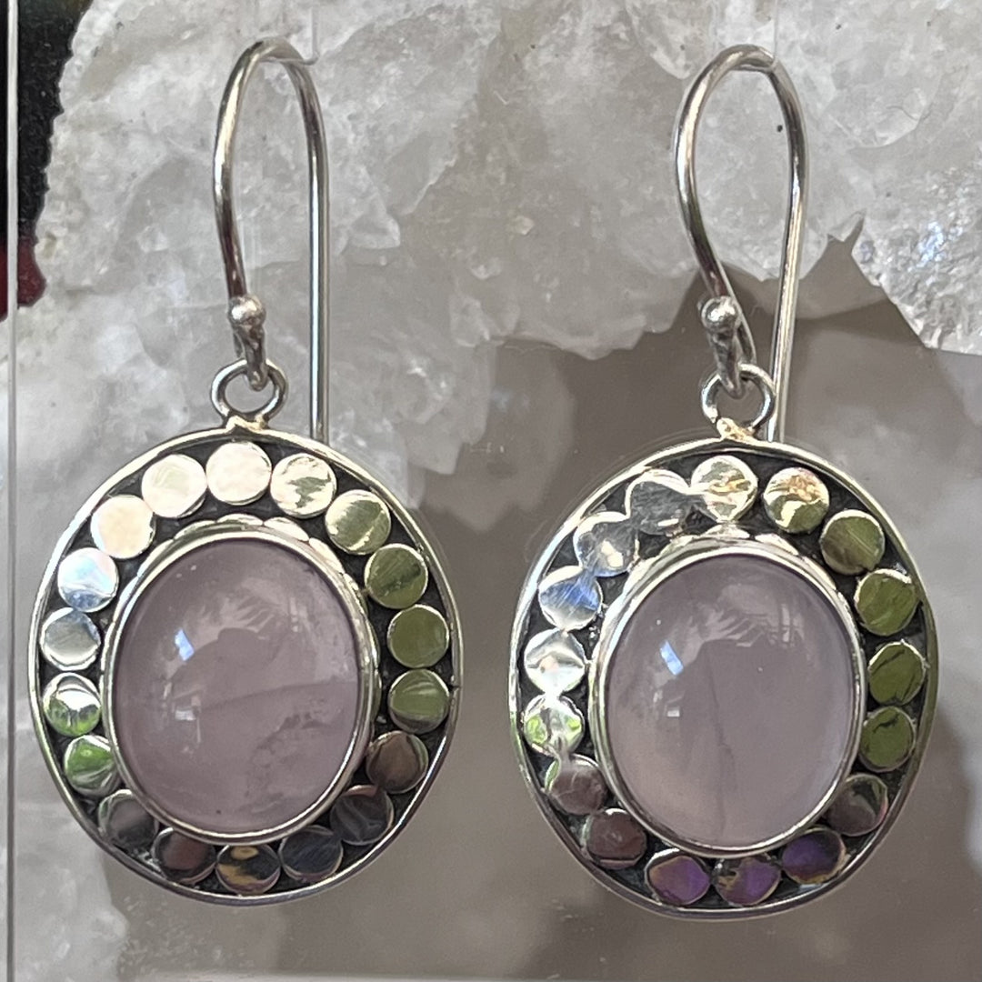 Earrings Rose Quartz Dots 3.4 cm