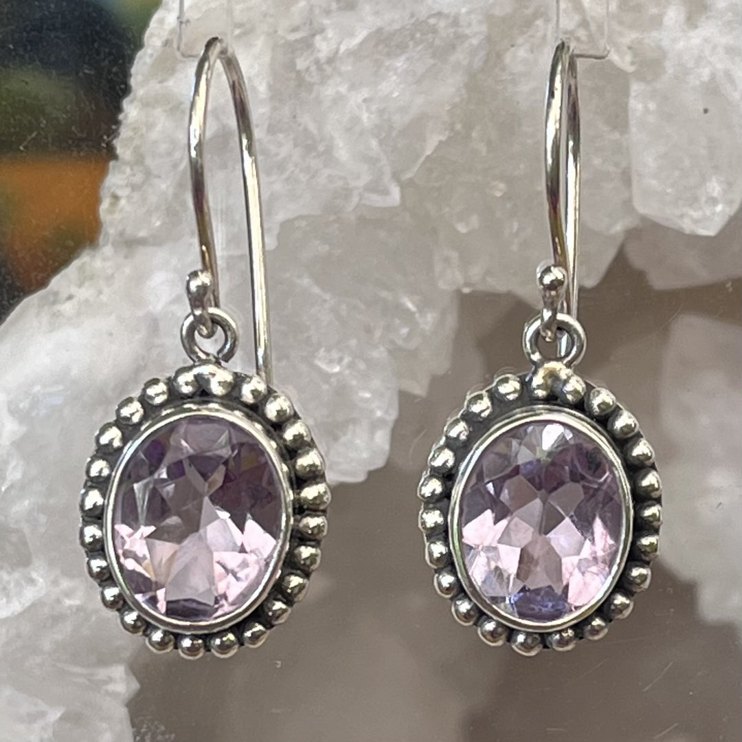 Earrings Amethyst Oval Facet 2.80 cm